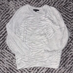 Liverpool white and Gray Patterned Sweater